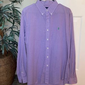 Purple and white plaid extra large polo shirt